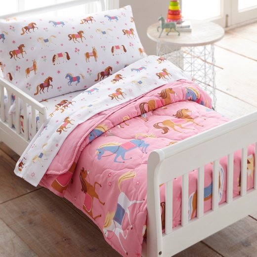 Wildkin Horses 4 Pc Microfiber Bed In A Bag - Toddler Bedding Set