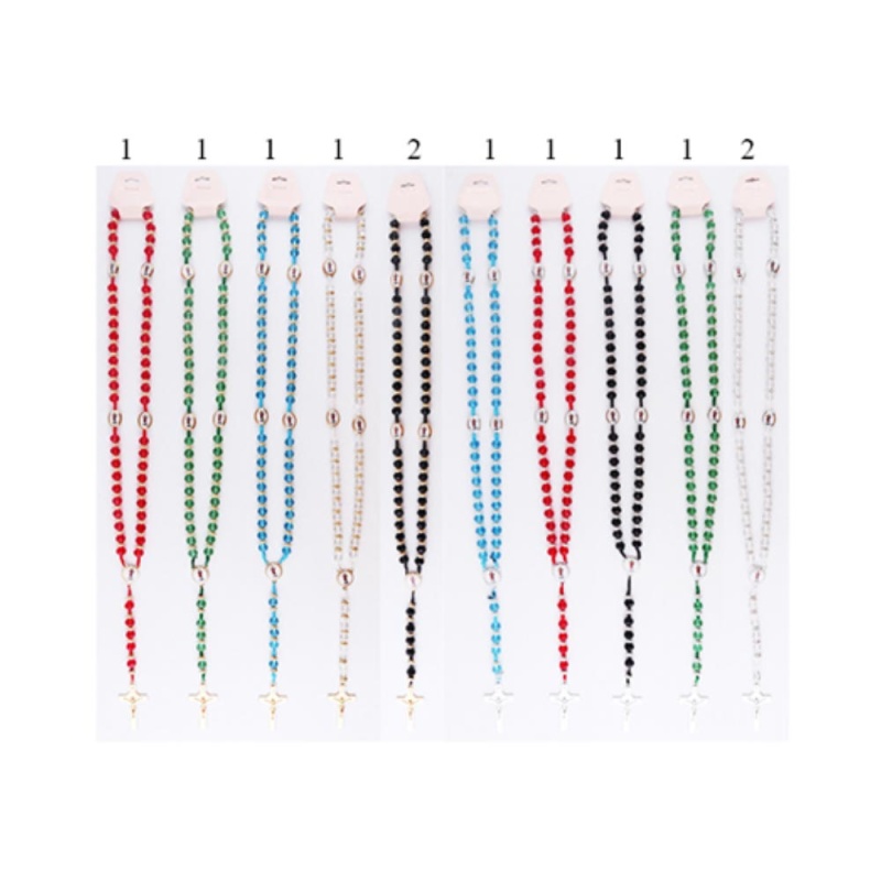 12Pcs - Cross Pendant Beaded Y Rosary Necklaces