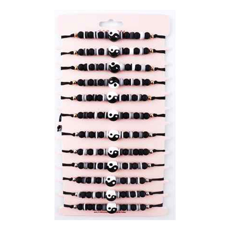 12Pcs - Yin Yang Accented Adjustable Bracelets
