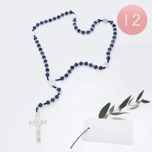 12Pcs Crucifix Pendant Beaded Y Rosary Necklaces Navy - Style No [588556]