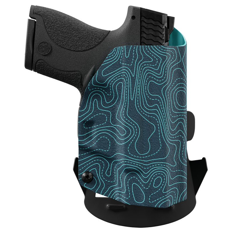 Aqua Topographic Map Custom Printed OWB Kydex Holster