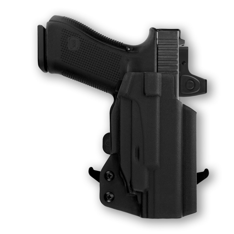 Glock 19 Mos With Crimson Trace Cmr-201 Rail Master Universal Laser Red Dot Optic Cut Owb Holster