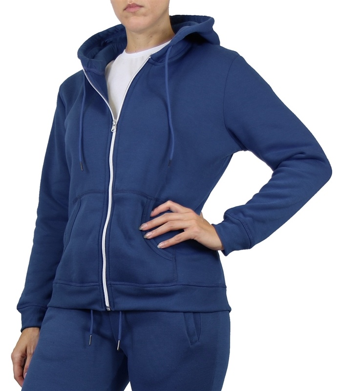 Wholesale Women's Full Zip Fleece-Lined Hoodie - Navy, Case Of 24