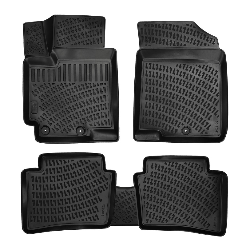 3D Rubber All Weather Floor Mat Set Compatible With Hyundai Accent 2012-2017