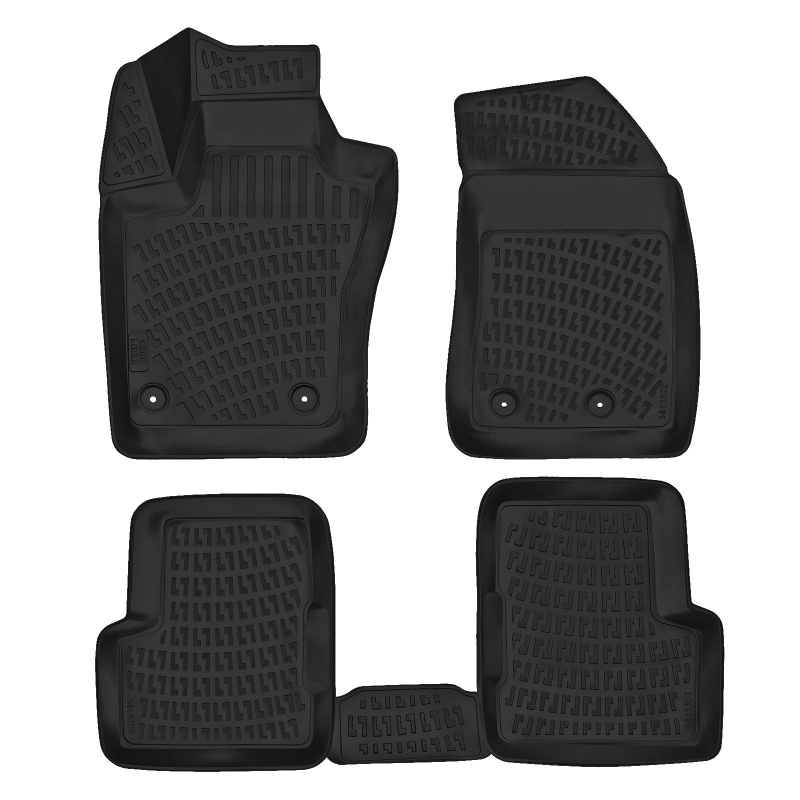 3D Rubber All Weather Floor Mat Set Compatible With Fiat 500 X 2016-2020