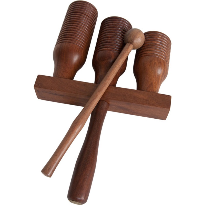 Dobani 3-Bell Wooden Agogo W/ Mallet