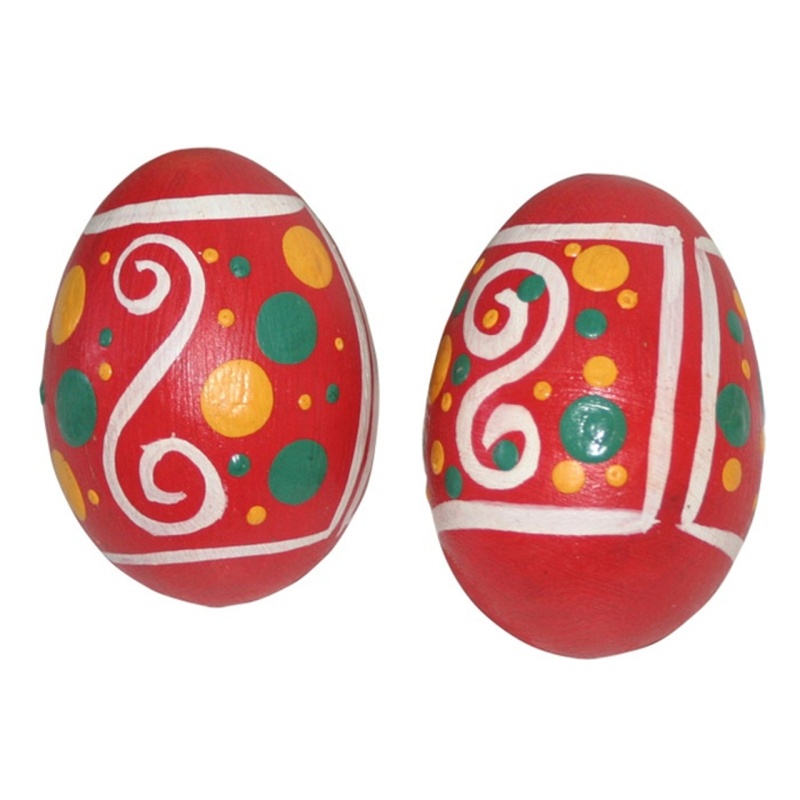 Pink Hand Painted Wooden Egg Shakers, Pair