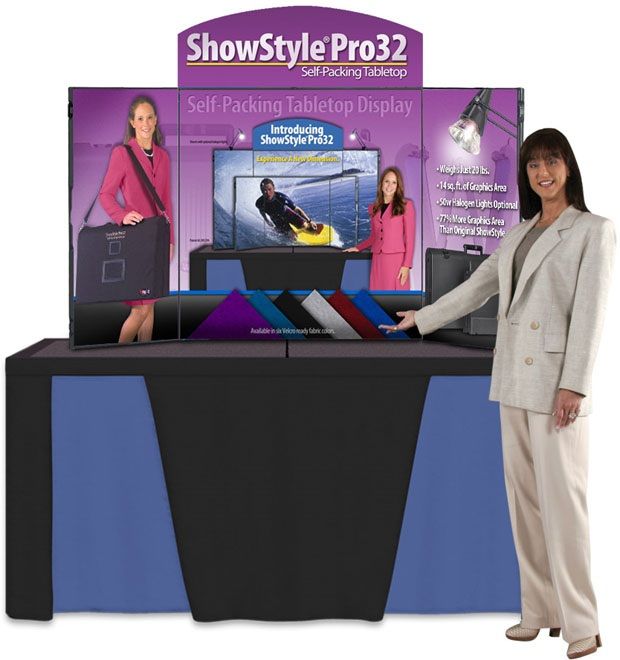 ShowStyle Pro32 Briefcase Tabletop Display: Silver Fabric