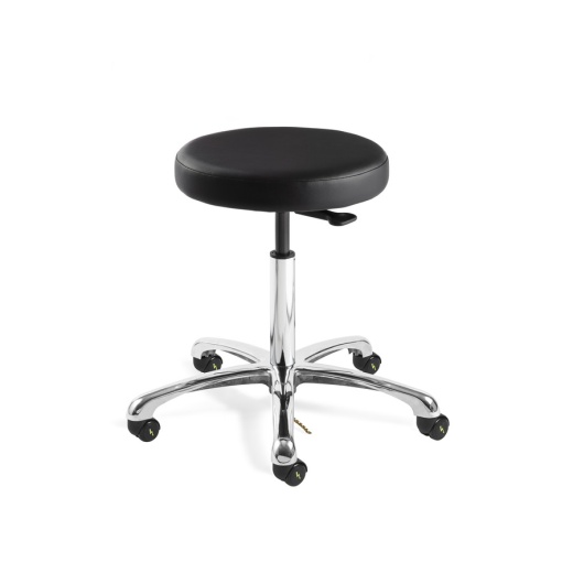 Bevco 3550E-V-Blk-Card5s Vinyl Stool, Esd, Chrome Tubular Steel Base, 22.5"-32.5" H, Versa Series
