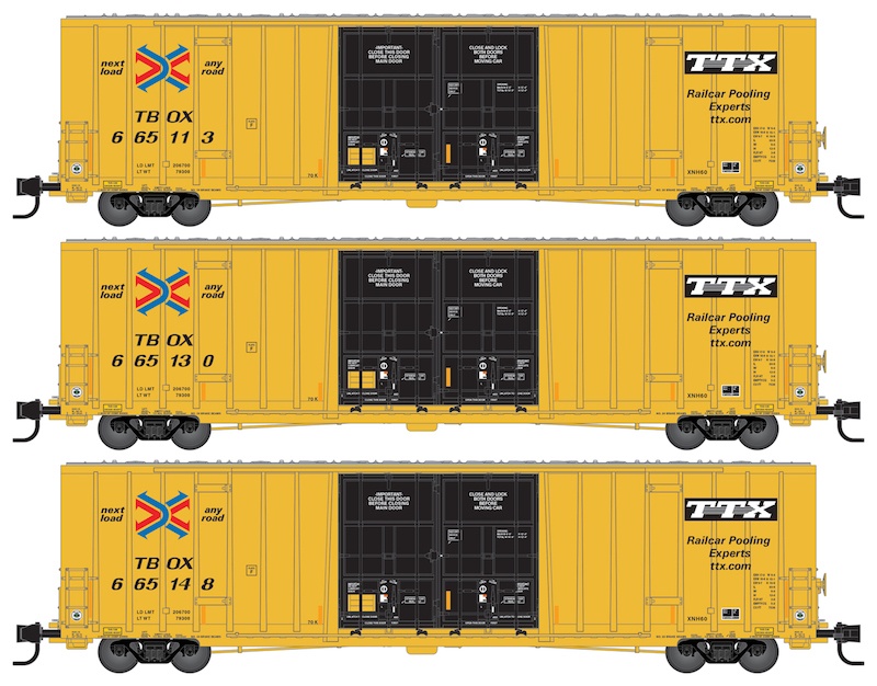 Micro-Trains® Ttx 60' High Cube Box Car W/Double Plug Doors Deluxe 'Runner Pack' (3Pc), N Scale