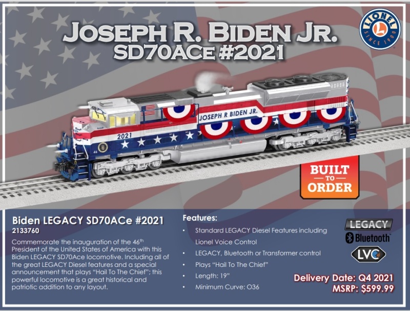 Lionel Joseph R. Biden, Jr. Legacy Sd70ace #2021 Locomotive, O Gauge