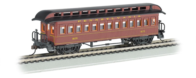 Bachmann Ho Scale Old-Time Coach Car With Rounded-End Clerestory Roof, Pennsylvania Railroad