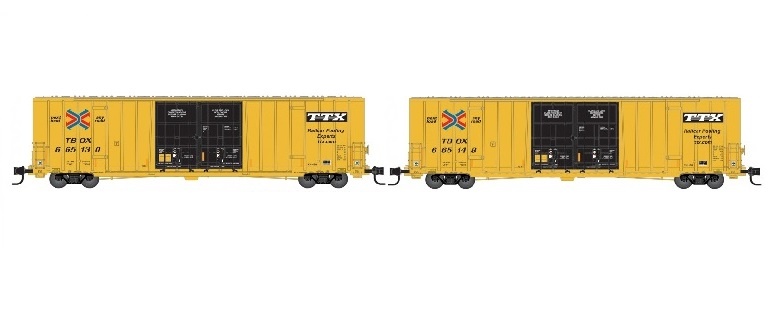 Micro-Trains® Ttx 60' High Cube Box Car W/Double Plug Doors 2-Car Runner Pack, N Scale
