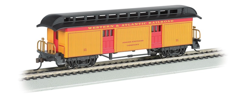 Bachmann Ho Old-Time Baggage Car With Rounded-End Clerestory Roof, Western & Atlantic Railroad