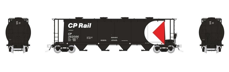 Rapido® Mil 3800 Cu Ft Covered Hopper: Cp Rail (Small Multimark) 6-Pack, Ho Scale
