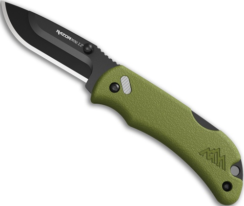 Outdoor Edge Razor-Mini 2.2\" Od Green Pms W\/2 Black Dp Blds
