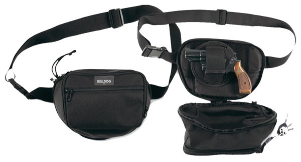 Bulldog Fanny Pack Holster For Med Gun Blk 10\" W\/ Univ Holstr