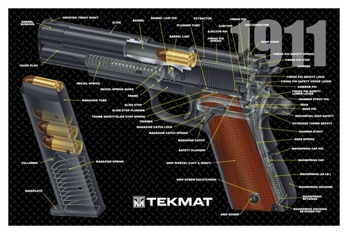 Tekmat Armorers Bench Mat 11"X17" 1911 Pistol Cut Away