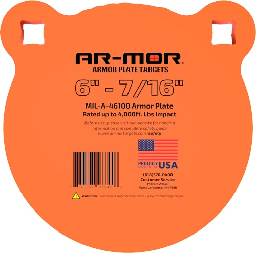 Ar-Mor 6" Mil46100 Steel Gong 7/16" Thick Steel Orange Round