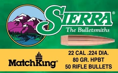 Sierra Bullets .22 Cal .224 80Gr Hpbt 50Ct