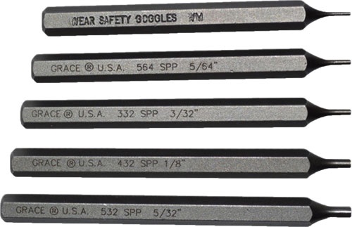 Grace Usa Starter Short Pin Punch Set, Steel, 5pc