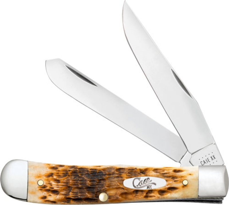 Case Knives Amber Bone Peach Seed Jig Trapper