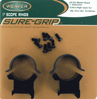 Weaver Rings Detachable Top Mount Sure-Grip 1\" X-High Matt