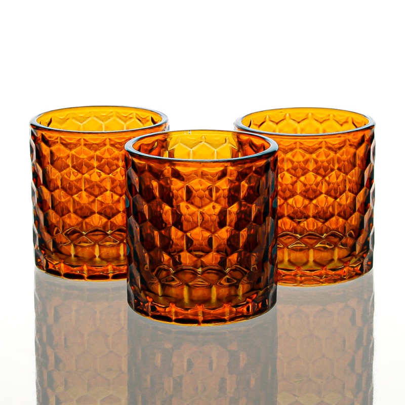 Richland Amber Chunky Honeycomb Glass Votive & Tealight Holder Set Of 12