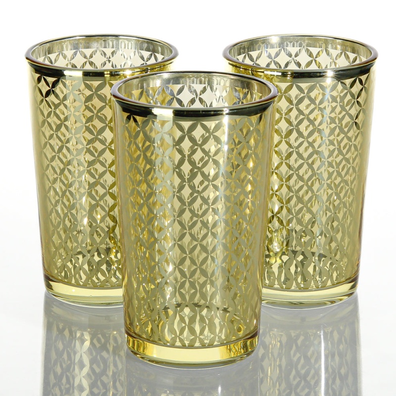 Richland Gold Lattice Glass Holder - Large Set Of 48