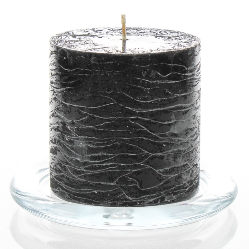 Richland Rustic Pillar Candle 3"X 3" Black Set Of 24
